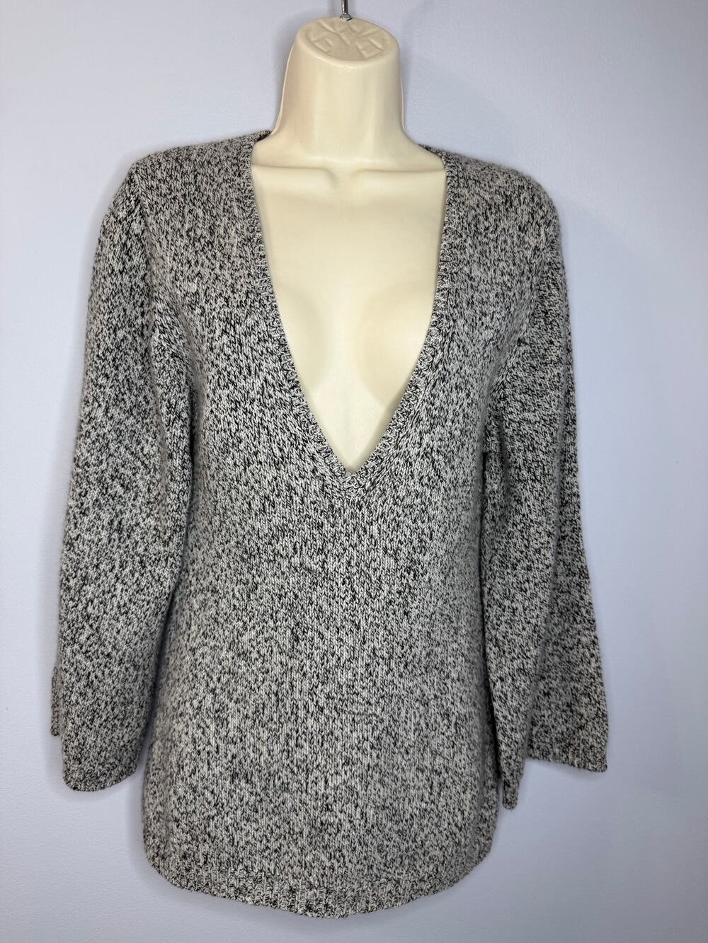 Theory Cashmere Dep V Neck Sweater Heather Grey Soft Women's S